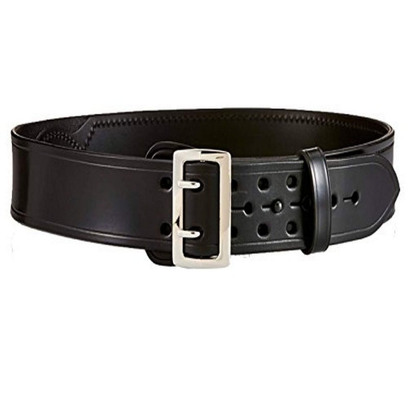 Aker Leather B03 Sam Browne Duty Belt, Plain Black Half Leather Lined 2.25 Inch Wide with Two Prong Chrome Buckle, Size 40 for Law Enforcement Gear, Uniform Wear and Everyday Support Use, Made in USA